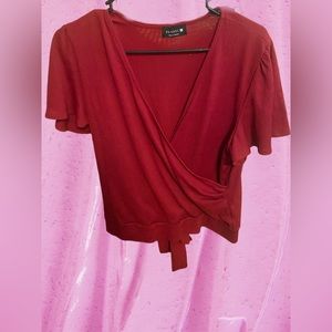 Red Blouse w/ back bow tie - XL
